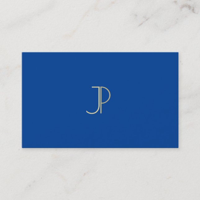 Carte De Visite Bleu Foncé Moderne Monogramme Élégant Professionne (Devant)