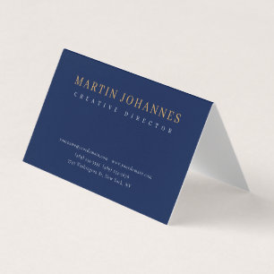 Carte De Visite Bleu foncé uni professionnel élégant