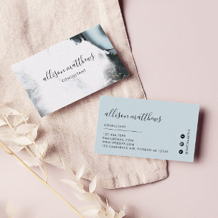 Carte De Visite Bleu glacé gris noir marbre Arrière - plan médias 