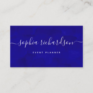 Carte De Visite Bleu gras  Aquarelle et script