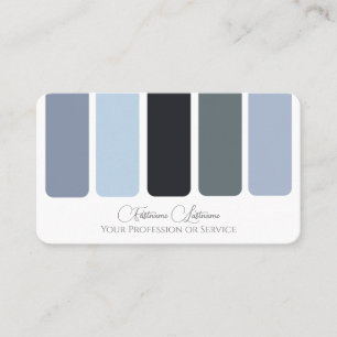 Carte De Visite Bleu gris palette de couleurs calligraphie QR-Code