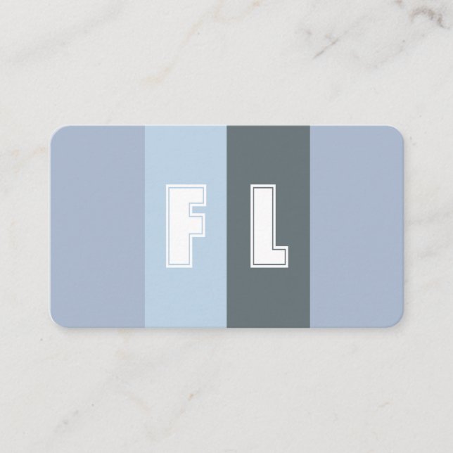 Carte De Visite Bleu gris palette de couleurs calligraphie QR-Code (Devant)