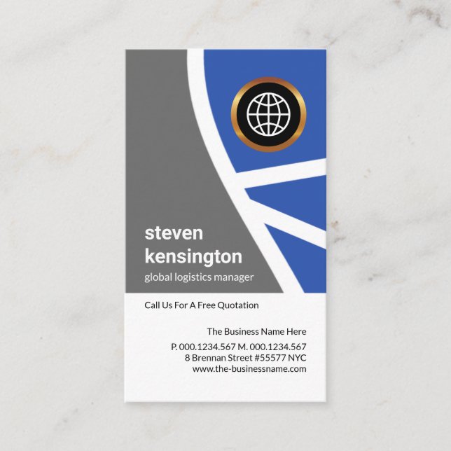 Carte De Visite Bleu gris Topographie Routes Transport logistique (Devant)