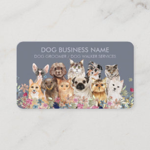 Carte De Visite Bleu Grooming boutique animal de compagnie chien c