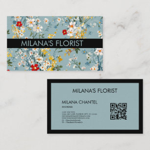 Carte De Visite Bleu Jaune Rouge Daisy Fleuriste Moderne Tendance