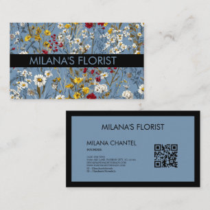 Carte De Visite Bleu Jaune Rouge Daisy Fleuriste Moderne Tendance