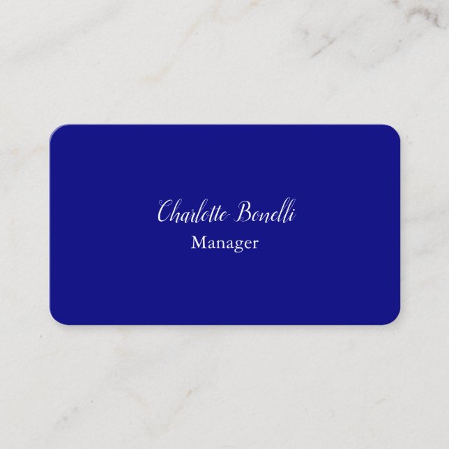 Carte De Visite Bleu marin minimaliste professionnel (Devant)