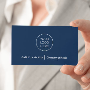 Carte de visite bleu marine Code QR Logo simple