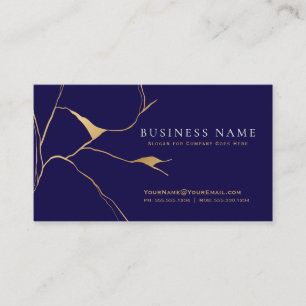 Carte De Visite Bleu marine et or Kintsugi Professionnel
