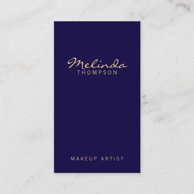 Carte De Visite Bleu marine et or modernes simples professionnels (Devant)