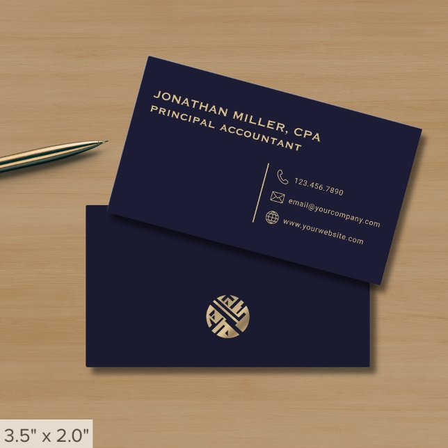 Carte De Visite Bleu marine professionnel simple (Créateur téléchargé)