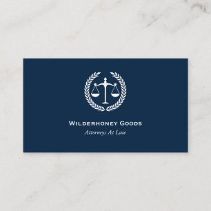 Carte De Visite Bleu marine simple Échelle de justice d'avocat d'a