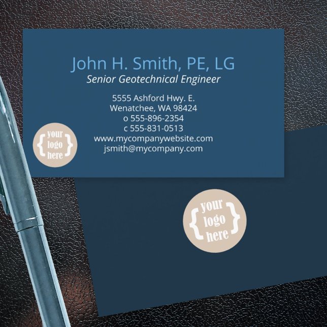 Carte De Visite Bleu marine, Simple, Professionnel (simple, professional navy blue business cards with logo)
