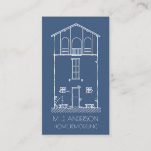Carte De Visite Bleu marine vertical de modèle rustique simple de