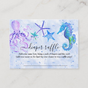 Carte De Visite Bleu mauve Seahorse Otopus Starfish Seaside Baby