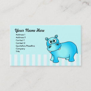 Carte de visite bleu mignon d'hippopotame