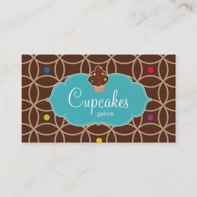 Carte De Visite Bleu moderne de chocolat de points de boulangerie (Devant)