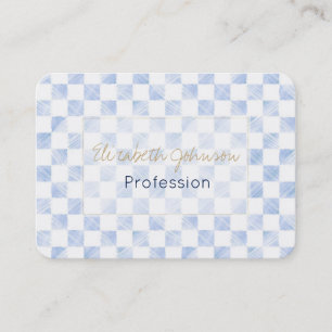 Carte De Visite Bleu moderne touches À damiers Motif blanc