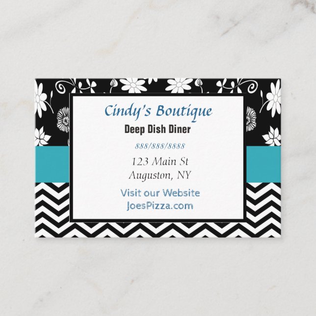 Carte de visite bleu, noir et blanc (Devant)