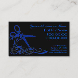 Carte De Visite Bleu noir parties scintillant tourbillon cheveux c