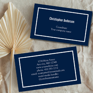 Carte De Visite Bleu Nuit Blanc Minimaliste Professionnel Entrepri