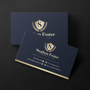 Carte De Visite Bleu Nuit, Or Avocat Au Barreau Balance De La Just