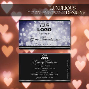 Carte De Visite Bleu Océan Parties scintillant Logo Black Argent D