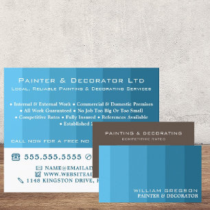 Carte De Visite Bleu Ombre Stripes, Peintre & Décorateur