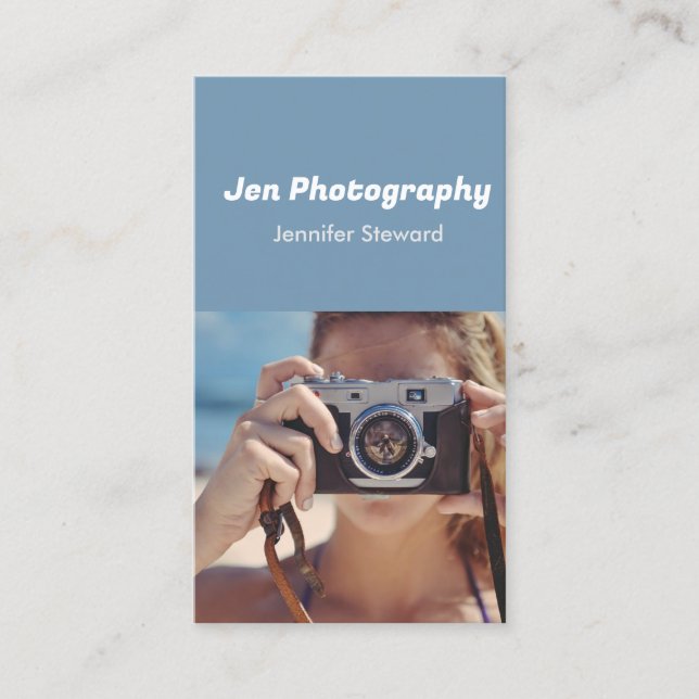 Carte De Visite bleu photo personnalisé (Devant)