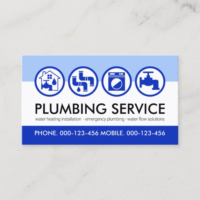 Carte De Visite Bleu Plumber Tools Icon Plumer (Devant)