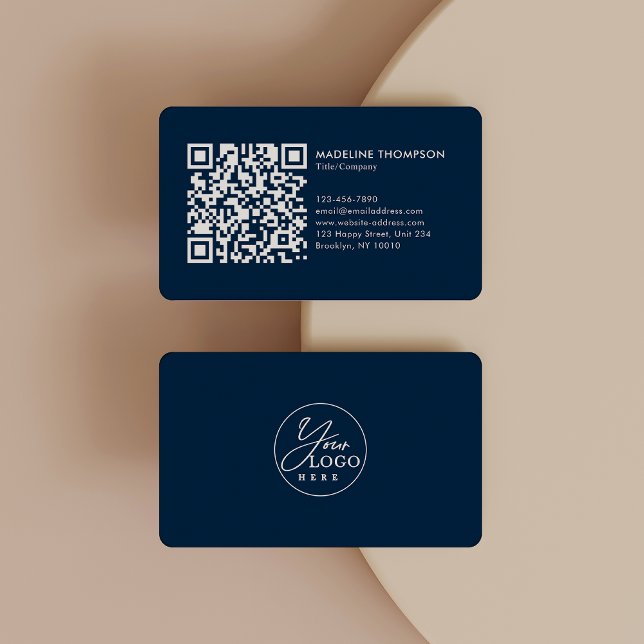 Carte De Visite Bleu Professional Générique Entreprise Logo Code Q (Créateur téléchargé)
