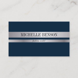 Carte De Visite Bleu profond et argent