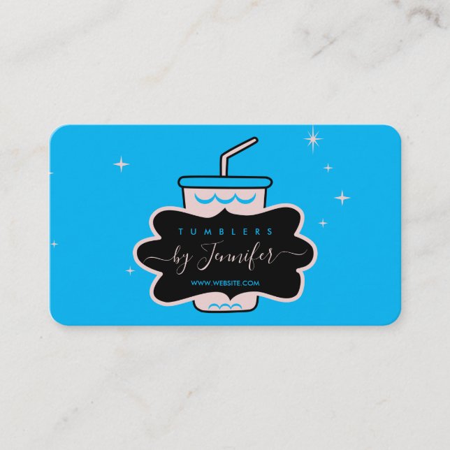 Carte De Visite Bleu rose bang fait maison (Devant)