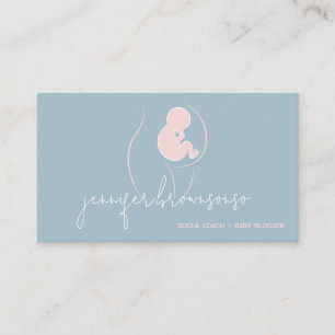 Carte De Visite Bleu Rose Unique Doula Coach de Naissance Enceinte
