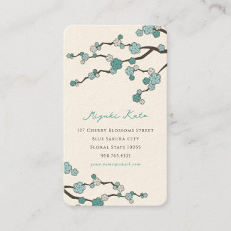 Carte De Visite Bleu Sakura Oriental Zen Fleurs de cerisiers chino