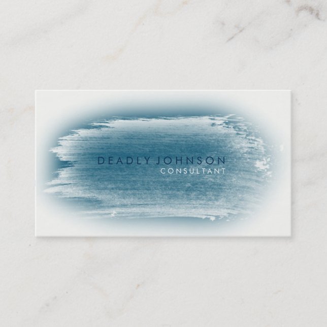 Carte De Visite Bleu simple élégant d'éclaboussure d'aquarelle (Devant)