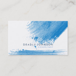 Carte De Visite Bleu simple élégant d'éclaboussure d'aquarelle