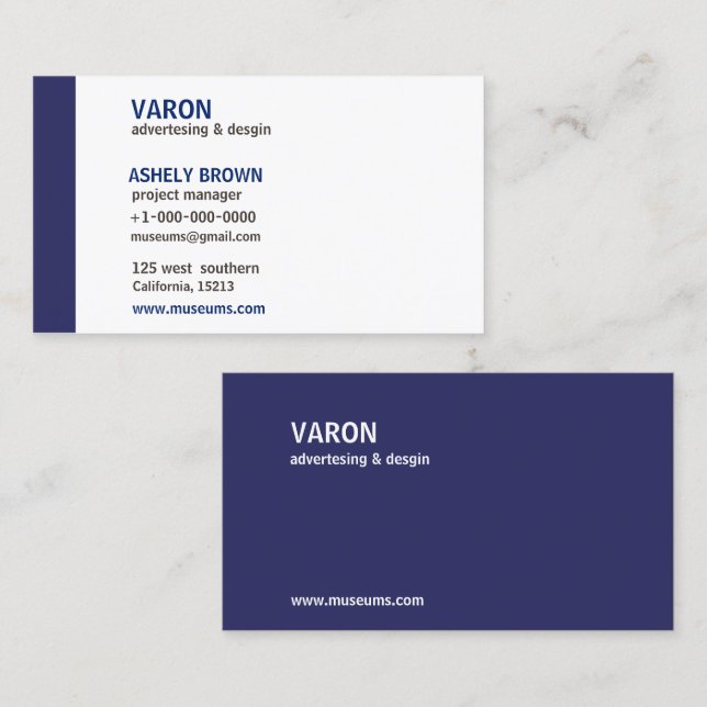 Carte de visite bleu simple moderne professionnel (Devant / Derrière)