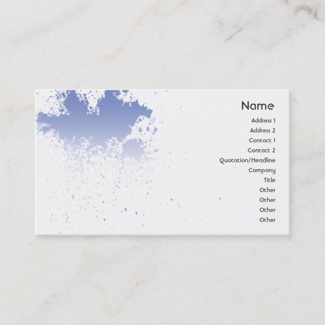 Carte De Visite Bleu sur l'éclaboussure blanche - affaires (Devant)