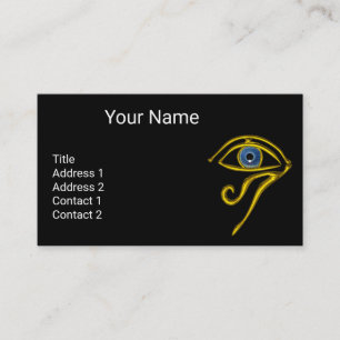 Carte De Visite BLEU TALISMAN, OR HORUS OEIL Divinité Jaune Noir