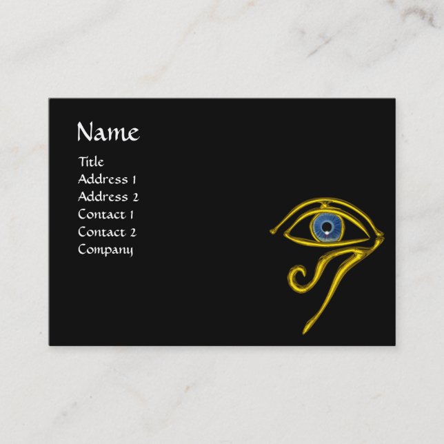 Carte De Visite BLEU TALISMAN, OR HORUS OEIL Divinité Jaune Noir (Devant)