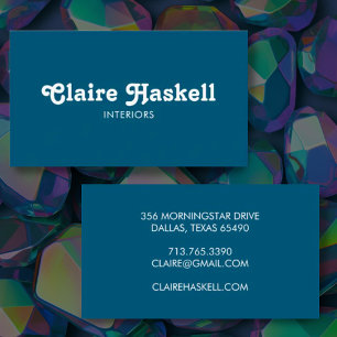 Carte De Visite Bleu Turquoise blanc chic minimaliste élégant