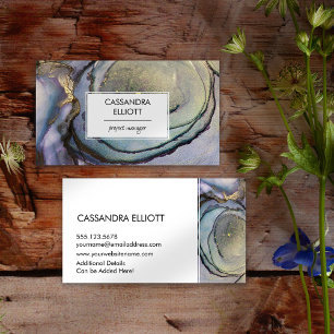 Carte De Visite Bleu Turquoise Purple & Gold Alcohol Liquide Art