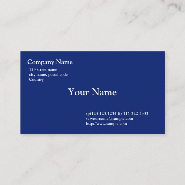 Carte De Visite bleu uni (Devant)