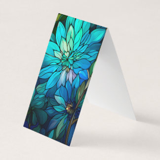 Carte De Visite Bleu Vert Fleurs Plier Signet Marqueurs de livres