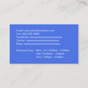 carte de visite bleue ciel informations complètes