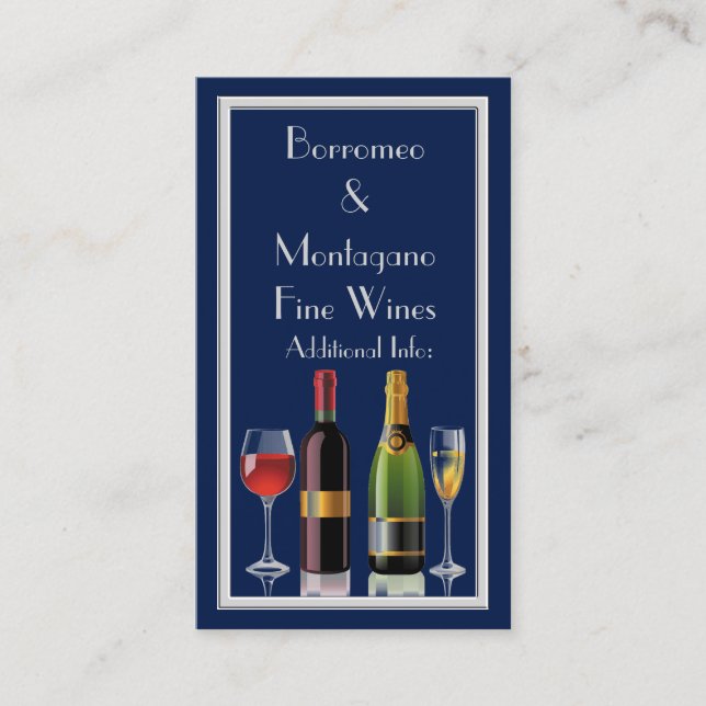 Carte de visite bleue Fine Wine Business 2 (Devant)