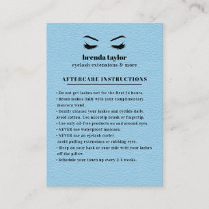 Carte De Visite BLEUE Suede Eyelash Browbar Instructions de suivi