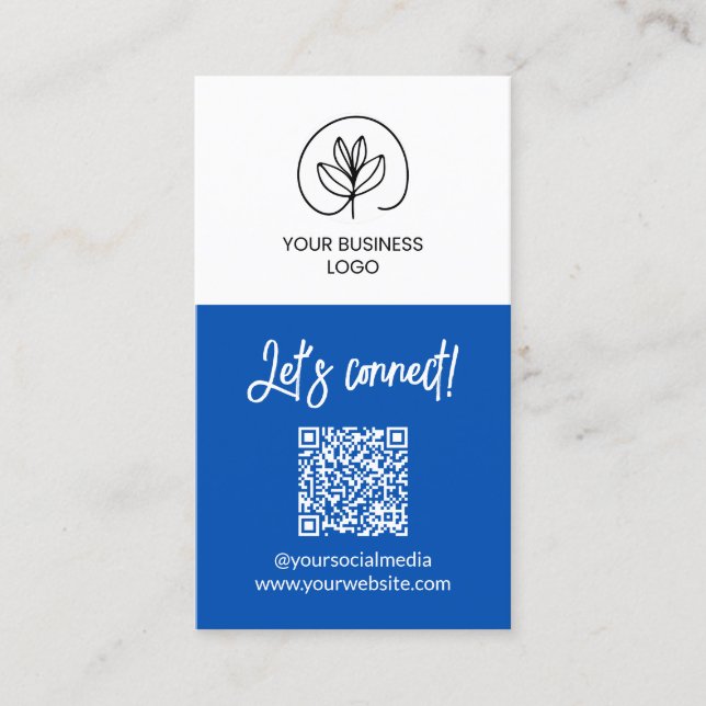 Carte de visite bleue unilatérale Code QR Let's Co (Devant)