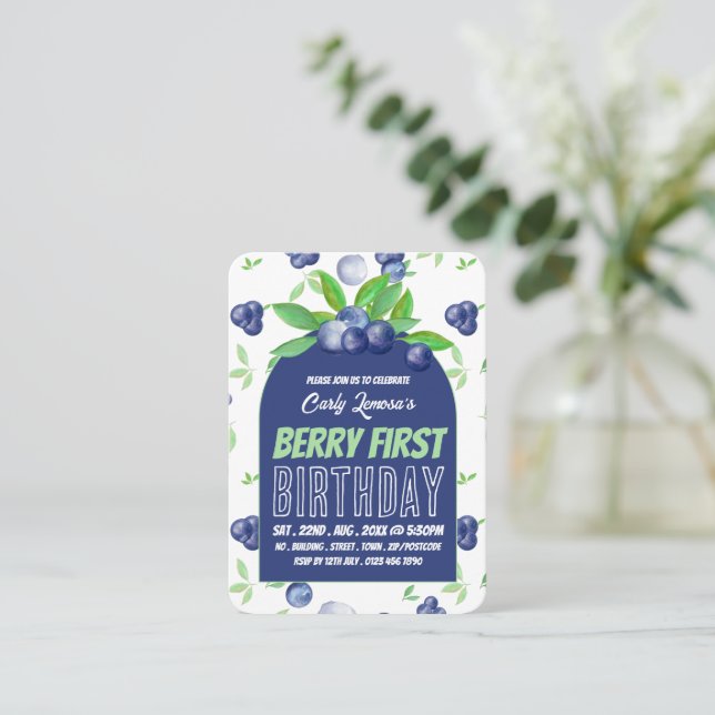 Carte De Visite Bleus, Berry Premier Anniversaire Billets de remis (Debout devant)